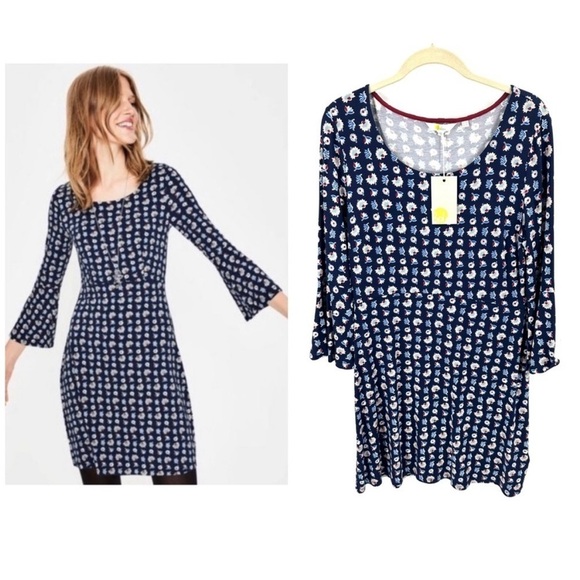 BODEN Navy Flower Press Miriam Tunic Dress Floral Sz 4 NEW - Picture 2 of 14
